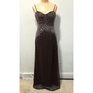 Brown Beaded Maxi Dress Size 8